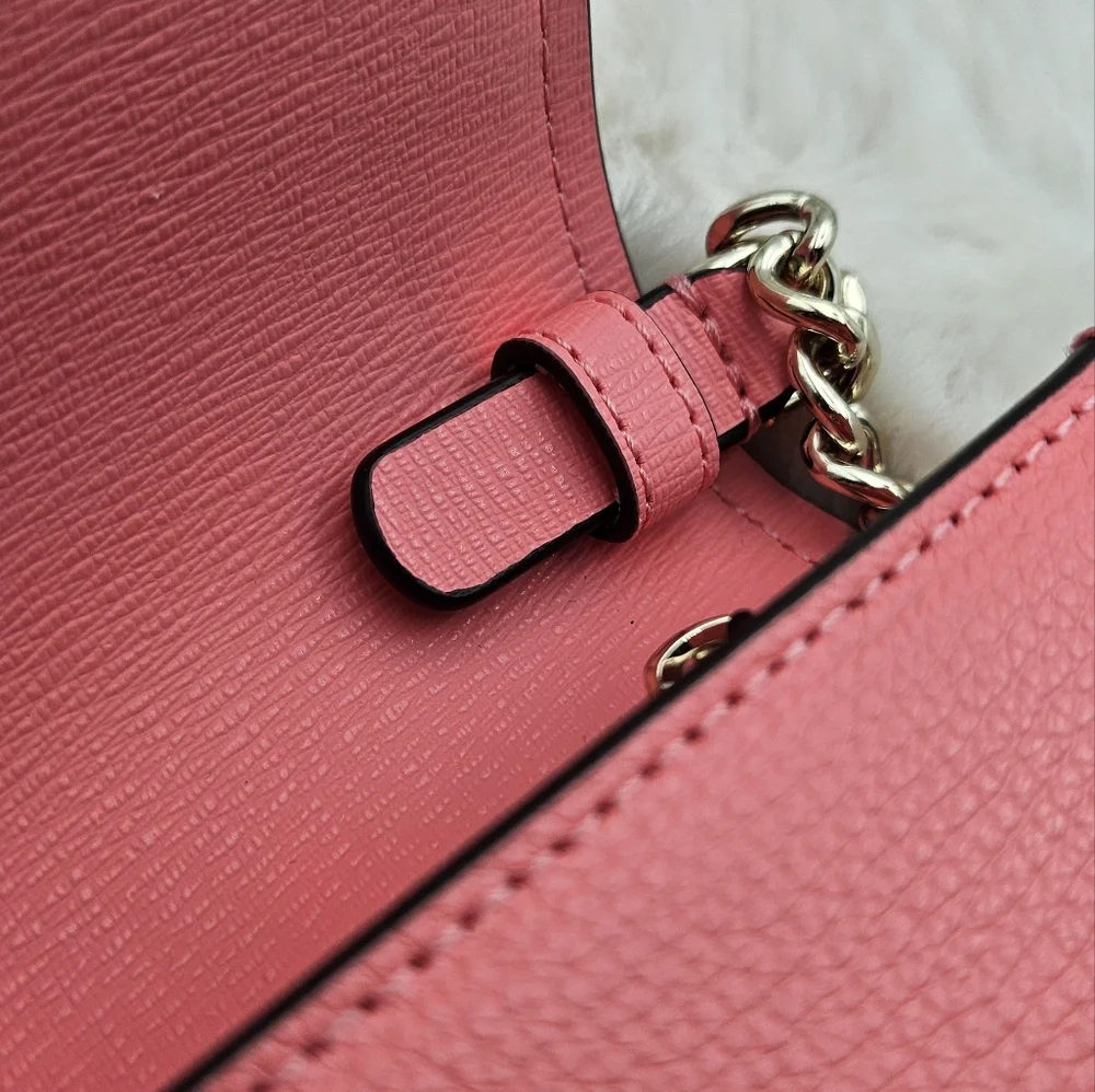 Kate Spade pink peach clutch wallet crossbody bag gold chain‎ straps - Picture 6 of 10